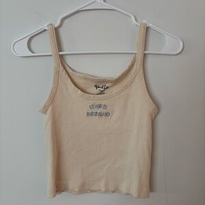 brandy melville st. moritz switzerland cream ribbed cropped tank top.🇨🇭